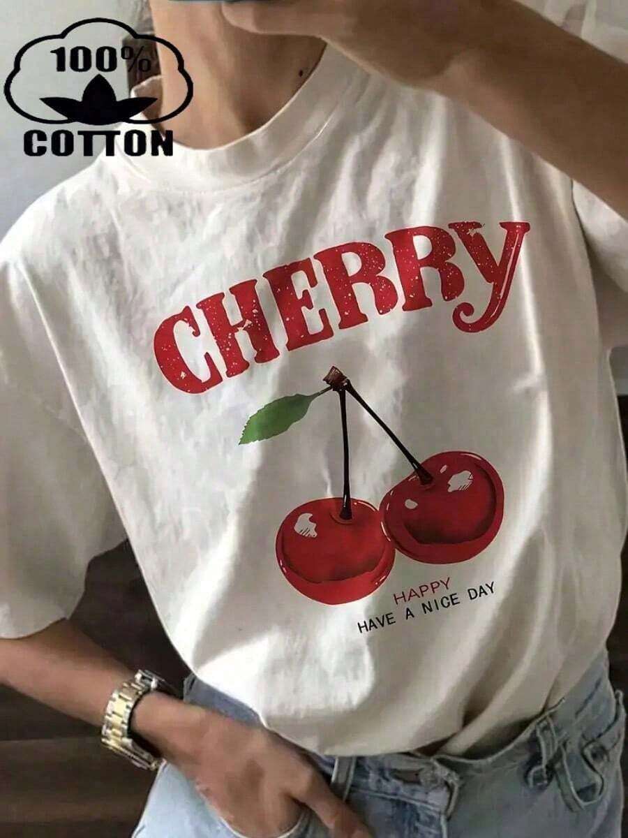 Camiseta blanca de% algodón para mujeres con estampado y acogedor, estilo casual y cómodo perfecto para fin de semanas relajados, películas en casa o cafeterías acogedoras. - Negro - Ver 1