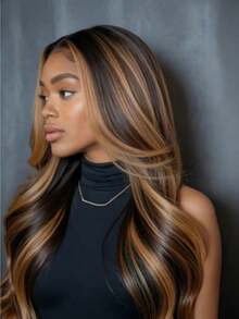Highlights Brown Lace Front Wigs Human Hair 13x4 Hd Transparent Body Wave Lace Frontal Wigs With Baby Hair 200% Density Pre Plucked Glueless Lace Front Wigs Highlights Water Wave Lace Frontal Wig For Women - Những điểm nổi bật màu nâu - Xem 8