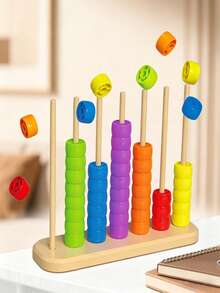 1pc Boxed Multicolor Beads, Early Education Counting Frame Color Matching, Beaded Matching Sticks, Bead Math Arithmetic Frame, Suitable For Party, Gathering - Multicolor - View 5