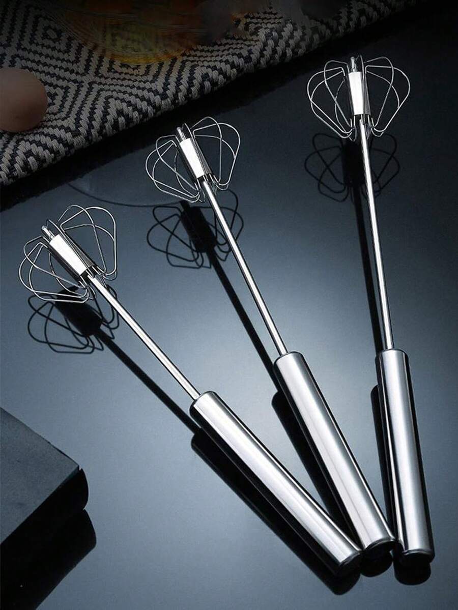 1pc Stainless Steel Hand Mixer, Semi-Automatic Press & Rotate Whisk, Suitable For Cooking, Baking, Kitchen Tools, Kitchen Supplies, Kitchen Accessories, Restaurant & Kitchen Utensils