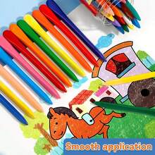 12/24/36 Colors Non-Dirty Hands Double-Headed Crayon Erasable Painting Tools Triangular Wax Pencil Graffiti Oil Stick Painting School Office Supplies - Sets - View 2