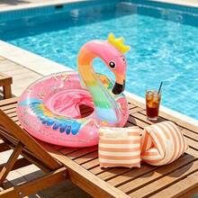 1 chiếc phao bơi bơm hơi bằng PVC màu hồng/xanh dương dành cho bé trai và bé gái, thích hợp cho bơi lội mùa hè. - Nhiều màu - Xem 11