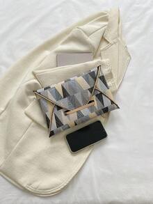 Tas Clutch Amplop Motif Buaya Terbaru 2026, Tas Selempang Wanita Berkualitas Tinggi, Tas Tangan Kapasitas Besar dengan Blok Warna - Hitam - View 3