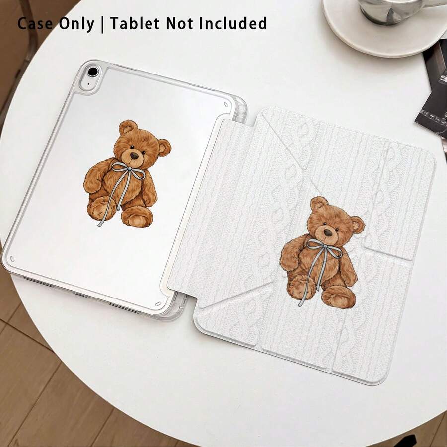 1 buah Casing Pelindung Tablet Akrilik Kristal Motif Beruang Lucu dengan Stand, Kompatibel dengan Honor/Apple/ dan Model Tablet Populer Lainnya, Dapat Dilipat Anti-Tekuk, Sudut Diperkuat Silikon, Fungsi Bangun/Tidur Otomatis, Slot Pena Terintegrasi, Stand Lipat Multi-Sudut - Perlindungan Harian Sempurna, Hadiah Ideal - MultiWarna - View 1