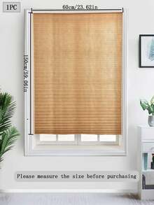 1pc Solid Color Semi-Sheer Pleated Curtain, Lightweight Pleated Curtain With No Drill Holes, Semi-Transparent Solid Color Pleated Curtain, Temporary Blackout Curtain, Adhesive Pleated Curtain, Easy To Cut And Install, Classic Minimalist Design, Suitable For Study, Living Room, Bedroom, Bathroom And Other Windows - Multicolor - View 9