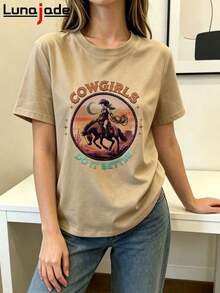 Pure Cotton Women's Casual T-Shirt Plus Size Elastic Soft Streetwear Y2K Denim Makes It Better Crew Neck Premium Quality Spring/Summer Fashion Short Sleeve Denim Makes It Better Women's T-Shirts - 第三款 - 查看 7