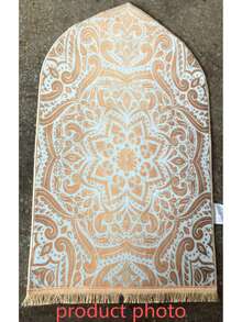 1 pieza Alfombra de oración de mandala de oro blanco, alfombra con diseño, alfombra bohemia, alfombra de diseño intrincado, almohadilla con flecos - Multicolor - Ver 2