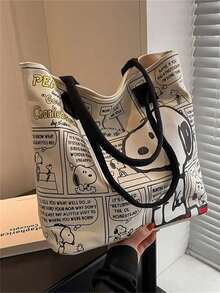 SNOOPY Mini Fashion Minimalist Soft Drawstring Crossbody Bag, Square Design, Multifunctional Fashion PU Soft Lightweight Phone Bag, Bucket Bag, Solid Color Waterproof, Suitable For School, Hiking, Backpack, Study, Canvas Bag, Tutoring Bag, Large Capacity Student School Bag, Back To School Season, Graduation Season Gift, Document Storage - View 9