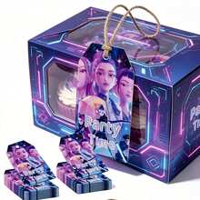 25 chiếc thẻ treo K-Pop Witch Squad 2026 mới với nền neon phát sáng, chữ Party Time và dây thừng đay để trang trí hộp quà lễ hội, phong cách ngẫu nhiên - Nhiều màu - Xem 2