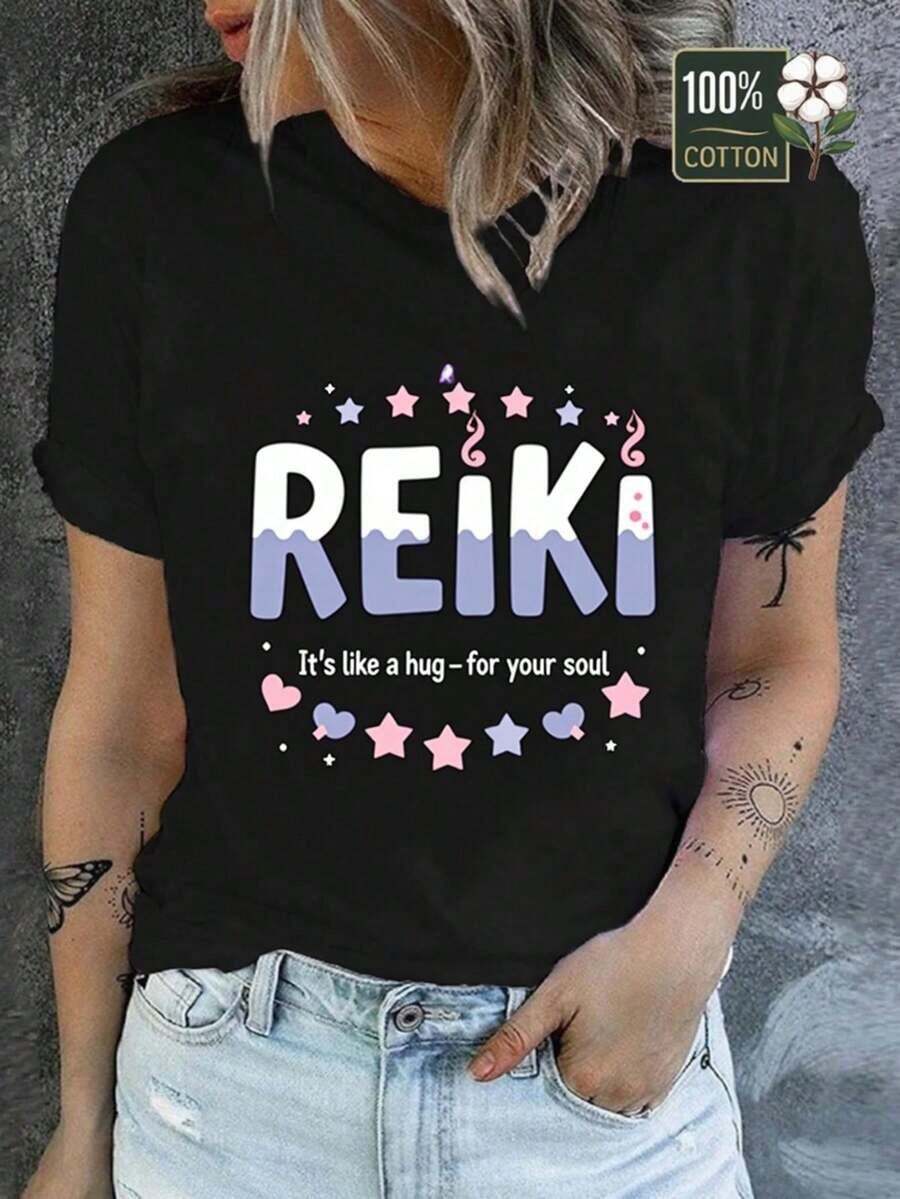 Camisetas De Calor Para MujerCamiseta Unisex Con PatróN De Aura - Tela Suave Y EláStica, Camiseta De Cuello Redondo Con Texto De Aura Y DiseñO De Chakra, Regalo De San ValentíN, Uso Diario, EnvíO Gratis - Negro - Ver 1