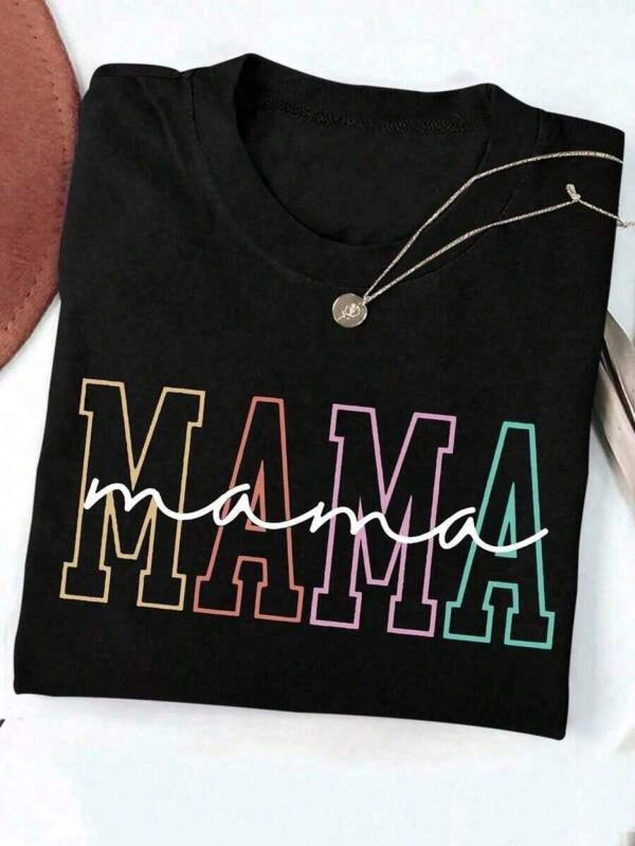 1 pieza Camiseta de manga corta de cuello redondo holgada unisex de 180g, 100% algodón puro transpirable y suave, estilo Y2K Bababask con estampado gráfico moderno, ideal para mujer y hombre, perfecta para uso diario, festivales, conciertos y todas las estaciones - Negro - Ver 1