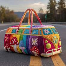Bolso de Viaje Acolchado de Algodón con Diseño 3D de la Serie Autobús, Bolso de Yoga Estampado a la Moda para Mujer - 9 estilos - Ver 6