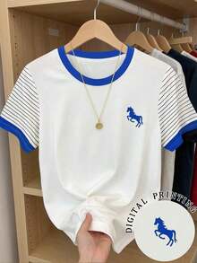 Blusa con estampado de flores, camiseta gráfica, ropa de verano, top para mujer, conjunto para hermana, actual, blusas y camisas de moda, camiseta estética, regalo para hermana, regalo para mamá, top de moda minimalista casual - Multicolor 2 - Ver 5