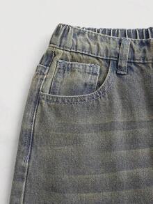 Pantalones vaqueros holgados de estilo casual con bolsillos y patas anchas para adolescentes, jeans de verano. - Azul lavado medio 2 - Ver 4