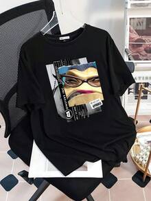 Imagen artística que representa la fuerza interior y la elegancia femenina con elementos modernos que evocan confianza y actitud contemporánea camiseta de mujer  suave cómoda para uso diario y perfecta para combinar con jeans o faldas casuales - Negro - Ver 3