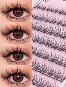 96pcs Self-Adhesive False Eyelashes - Transparent Lash Stems, Natural & Realistic, Fishscale Segmented False Lashes, C-Curl Flared Individual Lashes, Thick & Full, Suitable For Beginners, Lash Clusters, Individual Lashes, False Eyelashes - View 7