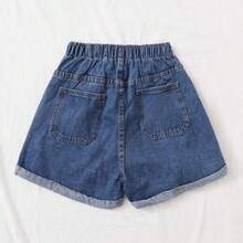 Holidaya Washed Turn Up Hem Denim Shorts - Azul Marino - Ver 3