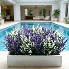 26pcs Artificial Lavender & Wheat Flower Garland, White + Purple, Plastic Fake Floral String Suitable For Outdoor Floral, Christmas Decor, Home Decor In Spring/Summer, Applicable For Outdoor Garden, Patio, Porch, Window Sill, Home Decor, Wedding, Farm Decor, Fade-Resistant, Hanging Style - Multicolor - View 4