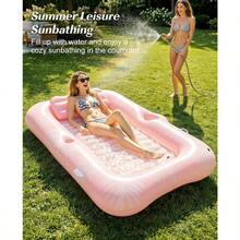 Inflatable Pool Floats, Tanning Pool Lounger ,  Pool Inflatables Floaties Pool Toy Summer Beach Party Swimming Floaty Bed - Pink Leaf-l - View 2
