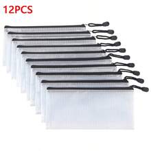 [Waterproof Pencil Pouches] PVC Mesh Zipper Bags - Waterproof Pencil Pouches For School & Office Documents, Durable Size 9x4.3 Inches, Perfect For Storing Accessories - A6 - View 9