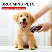 宠物毛发修剪器，低噪音电动修剪器，适用于犬猫，C型充电，4档速度可调，配有4个导梳 - 查看 5