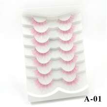 7 Pairs Colored Lashes White Color Eyelashes Russian Strip Lashes With Color Wispy Faux Mink Lashes Fluffy Long False Eyelashes Colored Eye Lashes Reusable Color Lashes Strips - Multicolor - View 7