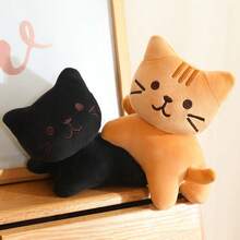可爱极简猫咪毛绒玩具，柔软填充小猫玩偶，黑色、白色、橙色和灰色可爱毛绒玩具，送给爱猫人士的礼物 - 彩色 - 查看 3