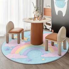 1pc Cartoon City Road Round Carpet, Sweet Rainbow Round Carpet, Pink Heart Colorful Dot Modern Round Area Rug, Educational Game Mat, Letter Number Animal Fruit Shape Learning Decorative Round Rug, Modern Round Area Rug, Pattern, Carpet, Decorative Carpet, Bedroom Decor, Small Rug, Carpet, Home Decor - Multicolor - View 3