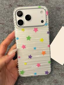 Y2K Style Colorful Striped Star Electroplated Effect Phone Case Compatible With IPhone 17 Pro Max, 17 Pro, 16 Pro Max, 15 Pro, 14 Pro Max, 13 Pro Max, 12 Summer Dopamine Soft Back Cover - Striped Stars - View 6