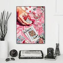 1套复古扑克牌图案DIY钻石画艺术套装，圆形钻石，马赛克艺术工艺品，适合初学者，家居墙面装饰，独特礼物，不含画框 - 查看 6
