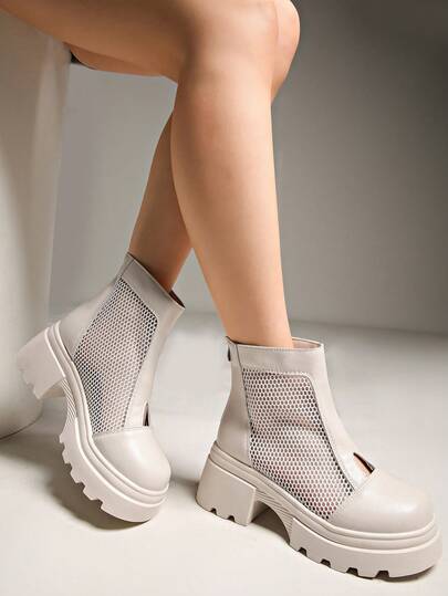 Retro Peep-Toe Roman Sandals For Women, Leather, New Summer Shoes, Thick Sole, Platform, Breathable Hollow Sandals