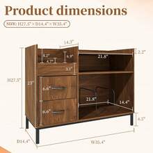 Record Player Stand With Storage Drawers, Vinyl Record Storage Cabinet For Albums & Media Players, Wooden Turntable Organizer With Open Shelves For Living Room/Study/Corridor, Assembly Required - Brown - View 3