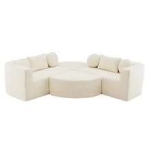 Modular Sofa Bed With Sleeping Function, Fully Compressed Cloud Sofa, Chenille, No Assembly Required, Beige, W292 X D165 X H68 Cm - 米色 - 查看 6