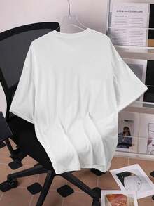 Camiseta con estampado trenzado estilo American Girl de  |   Diseño exquisito |   Suelto y cómodo |   Fácil de combinar | - Blanco - Ver 2