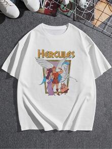 Image Inspired By Hercules, Representing Strength, Friendship, And Courage In Greek Mythology With Vibrant Colors And Heroic Figures. Comfortable, Casual Women's T-Shirt For Everyday Wear And Perfect For Showing Positive Energy. - 白色 - 查看 3