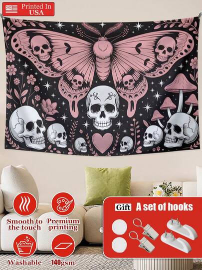 Dark, Mysterious, Retro Bohemian Moth Pattern  Pattern 2D Flat Tapestry Wall Hanging Fabric .Background Decoration For Wall Fabric, Garden Flags, As Birthday Gifts, Gift Room Banners, Wall Banners, University Dormitory Decoration, Outdoor, Graduation,Family, Wedding, Suitable For All Seasons' Wall Fabric, Washable, Machine Washable, Lightweight, Comfortable. Unique Design, Suitable For His Peach-Colored Cotton Fabric, Suitable For Her Personalized Ideal Decorative Gifts, Suitable For Her, Him, Family, Mother, Lover, Daughter, Son, Friends, Classmates. Perfect For Camping, Traveling, Home Life, Daily Life, Office Decoration, Birthday, Anniversary, Valentine's Day, Thanksgiving, Christmas, Halloween, Mother's Day, Father's Day,Graduation,Bedroom Decoration, Wall Art Posters, Home Decor, Wedding, Easter, New Year Gifts, Car, Bedroom, Living Room, Office, Outdoor Camping, Beach, Outdoor Flag Wall Tapestry,Yoga Party, As Background Wall Decoration Tapestry.