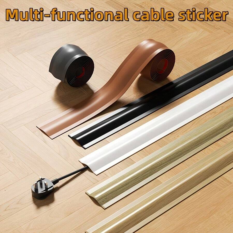 1 pieza Tira autoadhesiva multifunción para gestión de cables de piso, con respaldo adhesivo incorporado, plana al piso sin enrollarse ni causar tropiezos, suave, flexible y recortable, se adapta a diferentes requisitos de longitud de cable, múltiples opciones de color - Tiras organizadoras de cables - Ver 1