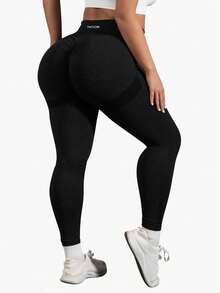 TNTOR Quần yoga nâng mông cạp cao cỡ lớn, quần legging bó sát co giãn nhanh khô dành cho nữ, quần yoga cạp trung màu đen ôm sát vòng ba, thiết kế cạp cao giúp định hình vòng bụng, phù hợp cho tập luyện, đạp xe và các hoạt động thể thao mùa xuân. - màu đen - Xem 3
