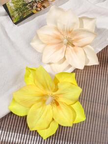 2pcs Tie Dye Faux Flower Hair Clips, Gradient White To Yellow, Decorative Side Bangs Fixation, Romantic French Countryside Vibe, Suitable For Beach, Party, Vacation, Claw Clips - Multicolor - View 2