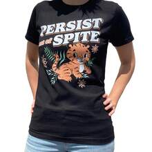 Persist Out Of Spite Men's T-Shirt With Tiger Design - 黑色 - 查看 2