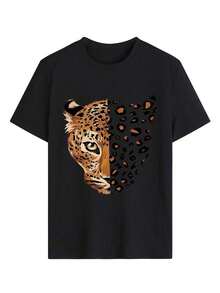 Respirable Camiseta de mujer estampada de manga corta para verano, tela de poliéster, estilo multifuncional, corte regular, peso 200 gramos, 1 unidad, ropa de calor mujer - Negro - Ver 2
