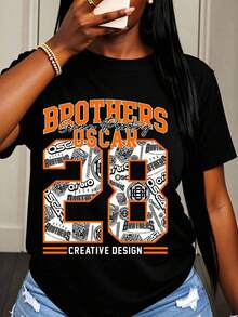 Camiseta con Estampado Creativo Brothers Oscar 28 para Hombre y Mujer, Ropa Urbana Unisex, Camiseta Gráfica de Moda, Ropa Casual, Regalo de Cumpleaños - Negro - Ver 1