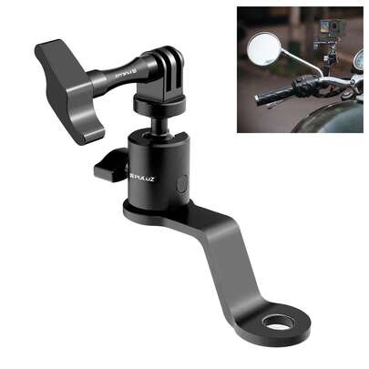  Giá đỡ camera hành trình gắn trên gương chiếu hậu xe máy bằng hợp kim nhôm PULUZ (Màu đen)