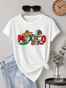 ofertas y liquidacionesWomen's Graphic T-Shirt |   Diseño con temática mexicana |   Día Nacional de México |   Tela 100% Algodón |   Suave y cómodo |   Ideal para uso casual y para regalar. |   Camiseta blanca de cuello redondo |   Fabricado y enviado desde México |   Unisex Styleplayera de hombretops sudaderas para mujer Y2k Camiseta Camisa De - Blanco - Ver 1