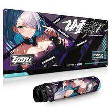 Mouse Pad Gaming Grande Anime 90x43cm Antideslizante, Tapete de Ratón y Teclado con Figura Anime Haruka, Alfombrilla Grande PC - Prpura y Azul - Ver 8