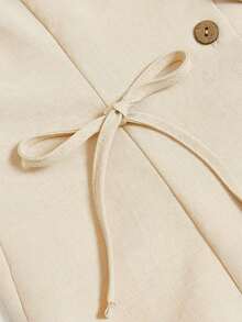 Nuevo Llegada para el Día de San Valentín 2025 Blusa de Tirantes con Cuello en V Profundo, Cintura Ceñida y Lazo para Mujer, Primavera/Verano - Albaricoque 2 - Ver 5