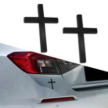 2PCS Metal Cross Decals For Cars, 2.5*1.8 Christian Car Emblem Badge Stickers, 3D Self-Adhesive Cross Emblems In Black, Universal Automotive Accessory For Body, Fender, Tailgate Decoration - 蒙特內哥羅 - 查看 7