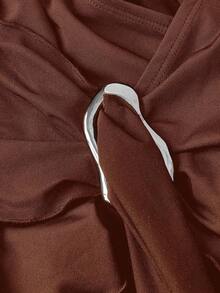 2 piezas Parte superior de tirantes casual con hebilla metálica anudada y bajo asimétrico ajustado, ropa de mujer para Navidad, Año Nuevo, fiesta, Acción de Gracias, blanco, salir, vacaciones - Café integral - Ver 3
