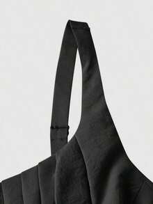 Vestido elegante de longitud media sin mangas con diseño de cintura plisada y unicolor para mujer - Negro - Ver 8