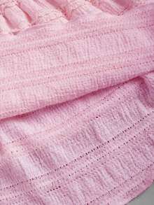 Falda mini casual y de resort Y2K con dobladillo de doble capa y ribete de volantes de unicolor - Rosado Sandía - Ver 4